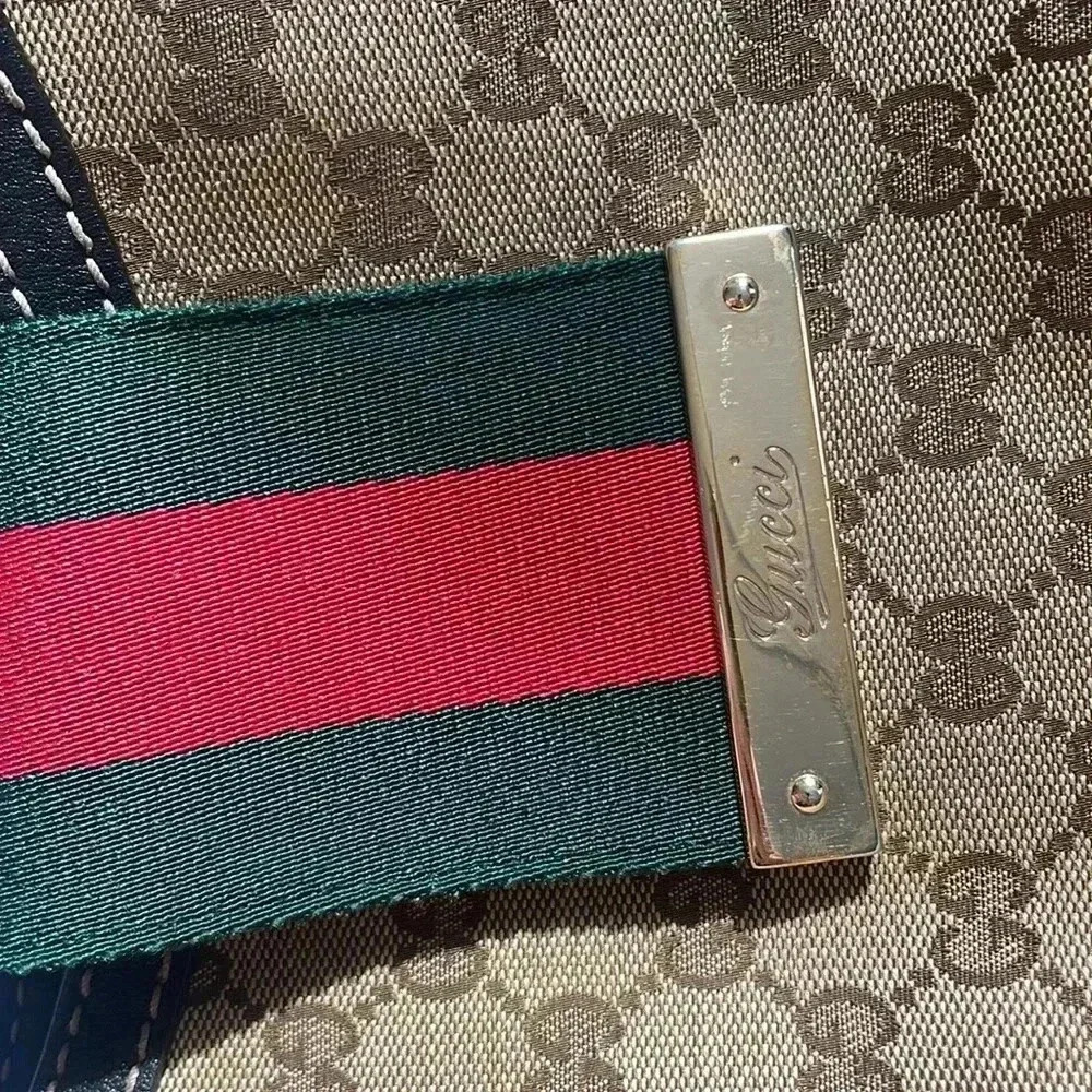 Gucci web hobo monogrammed leather trim bag - Picture 6 of 7